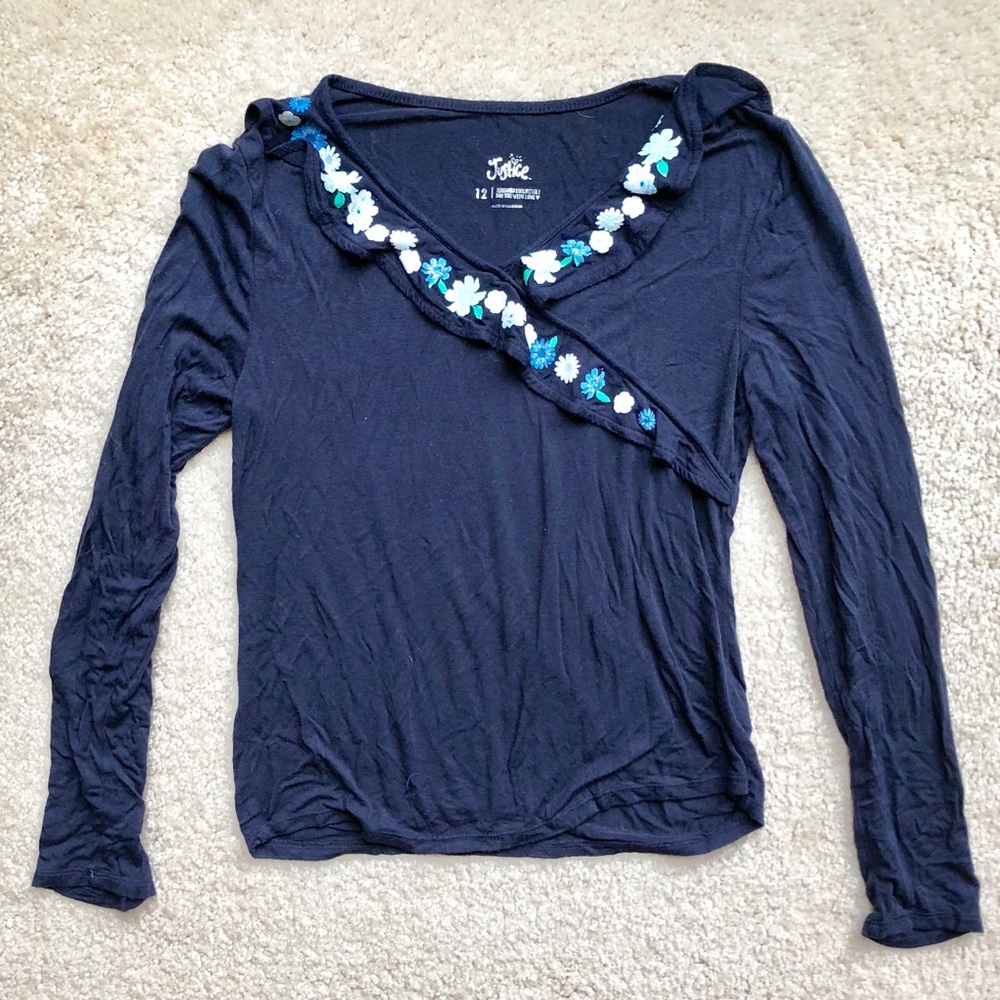 Justice Navy blue long sleeve shirt size 12